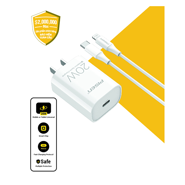 PISEN QUICK-Mr White USB-C 20W(Lightning) - PISEN VIỆT NAM